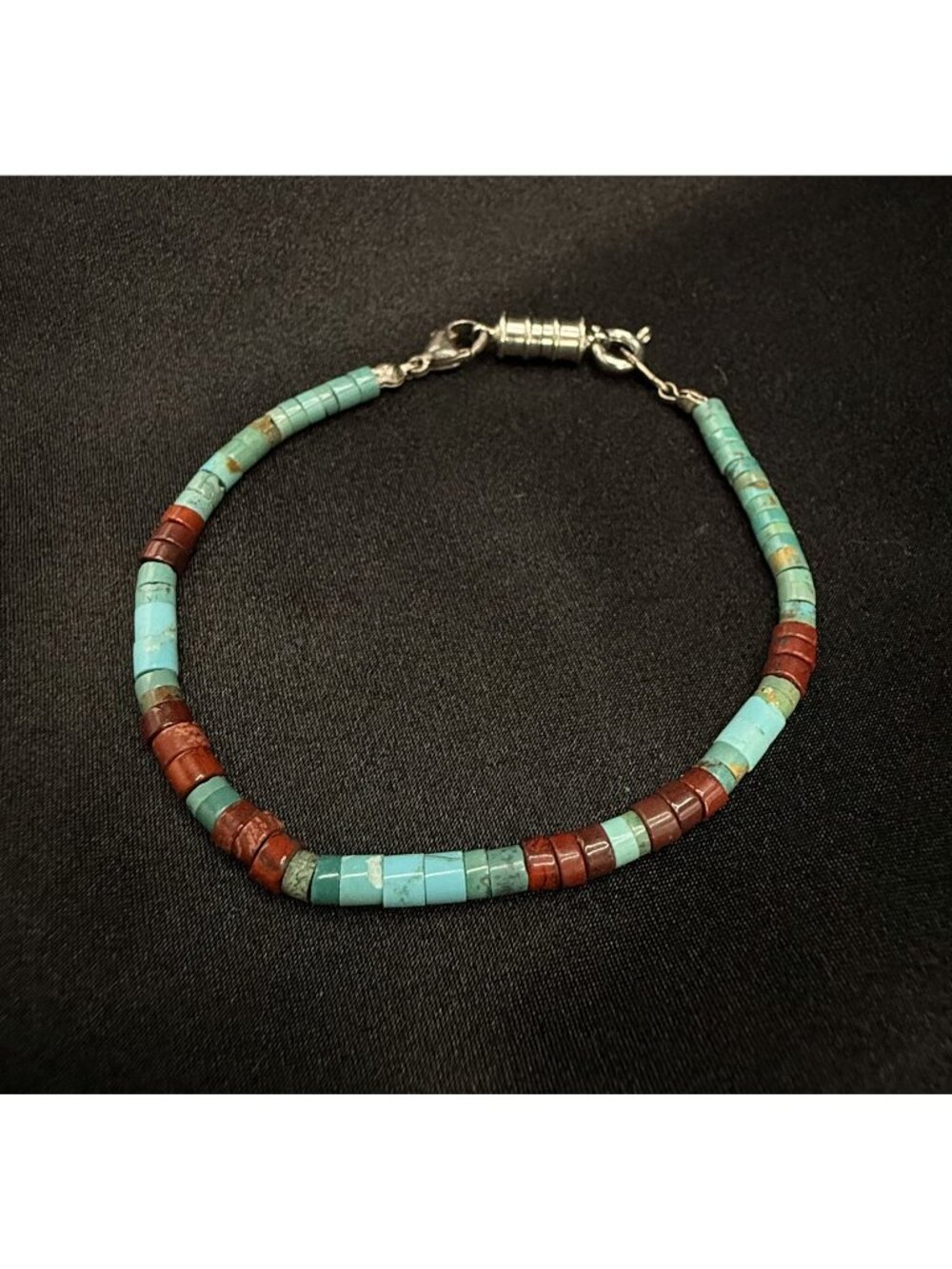 Vintage Turquoise & Red Heishi Bead Bracelet